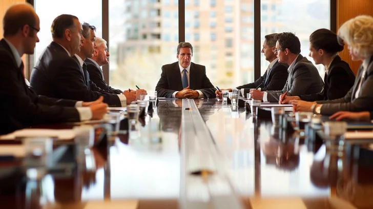Corporate leadership meetings or boardroom visuals